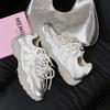 Thick Bottom Women's Spring and Summer New Pearl Leather Mesh Breathable Thick Bottom