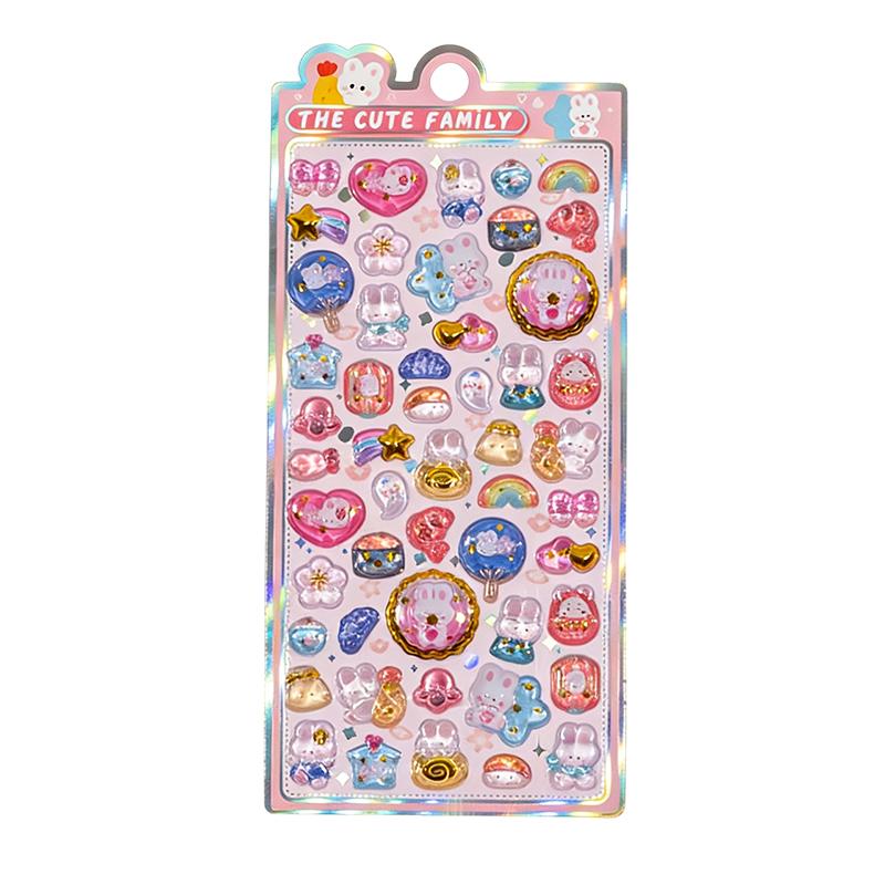 Cartoon Cute Animal Crystal Relief 3D Stickers Scrapbooking Journaling Diary Phone Case Decoration
