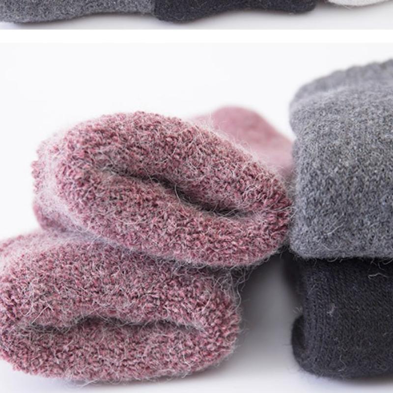 Women's Casual Thick Thermal Socks Pure Color Thickened Fleece Wool Sock