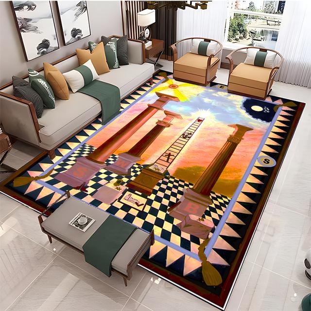 Modern Masonic Living Room Home Decoration Sofa Table Large Rug Bathroom Non-slip Floor Mat