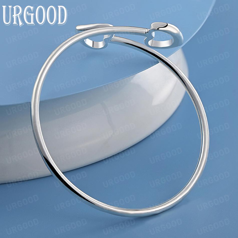 925 Sterling Silver Double Heart Adjustable Bracelet Wedding Jewelry