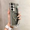 Luxury Lanyard Magnetic Armor Folding Stand Phone Case for Samsung S24 S25 Plus S23 Ultra 5G Shockproof Protective Back Cover