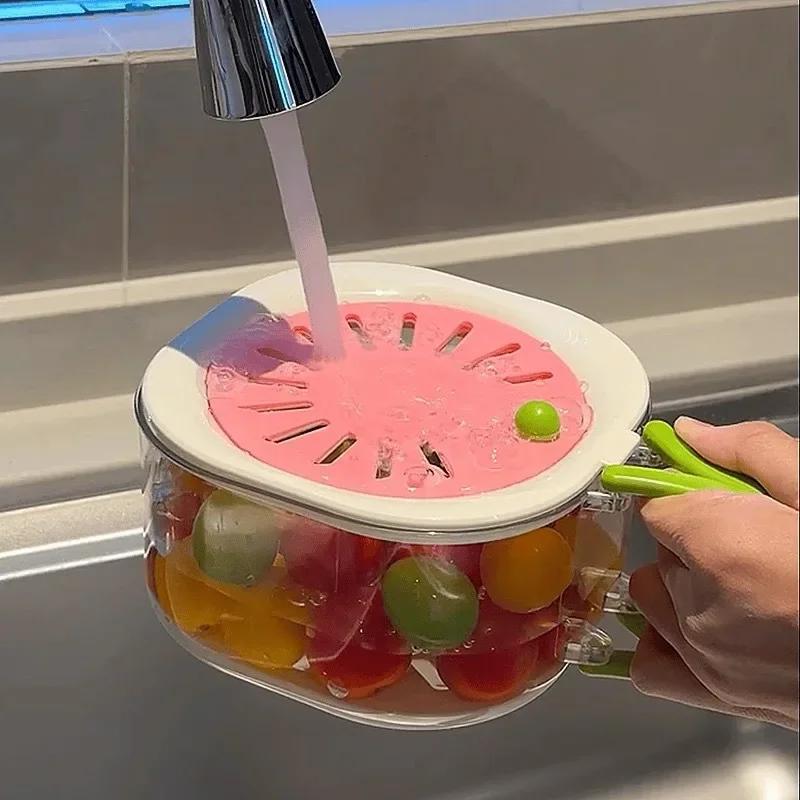 Food Grade Plastic Fruit Washing Basket Kitchen Helper with Water Drain Filter Cute Design for Vegetables and Fruits