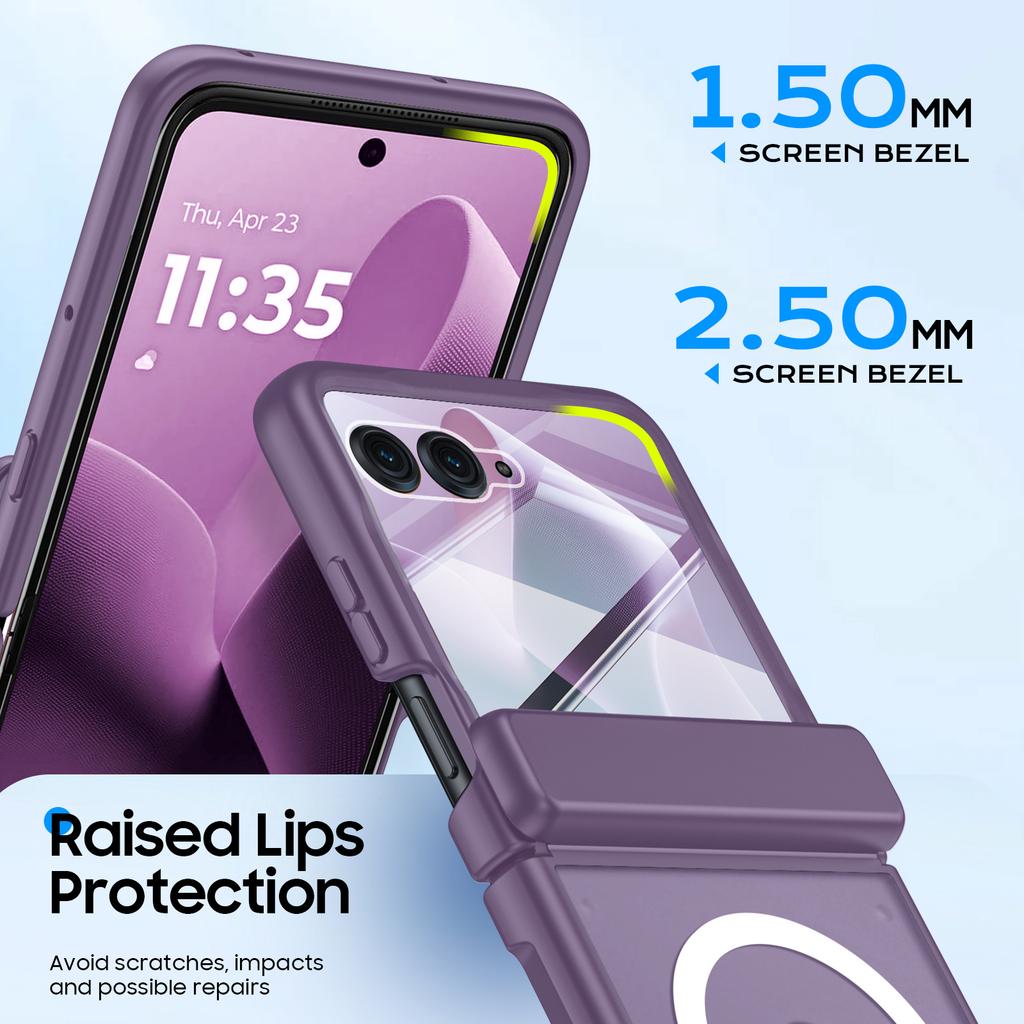 For Motorola Razr Ultra 2025 / Razr Ultra 2026 Magnetic Power,Slim Design,Screen Protector,Hinge Protection,Matte Shockproof Phone Case-Purple