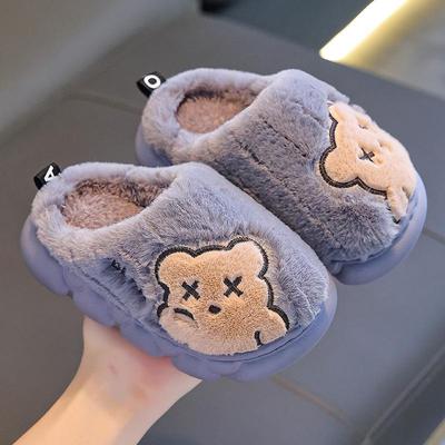Дитячі пухнасті бавовняні капці на осінь та зиму - Теплий оксамит, Товста підошва, Розміри для батьків та дітей, для хлопчиків та дівчаток