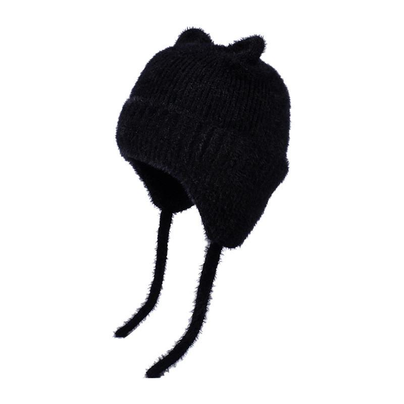 Toddler Knitted Hat With Cartoon Animal Embellishments For Cold Weather Outdoor Use