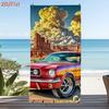 1ks Must-Have Ručník Mustang na pláž, Ikona retro auta Plážová deka, Koupelnový ručník ve vintage americkém stylu pro léto