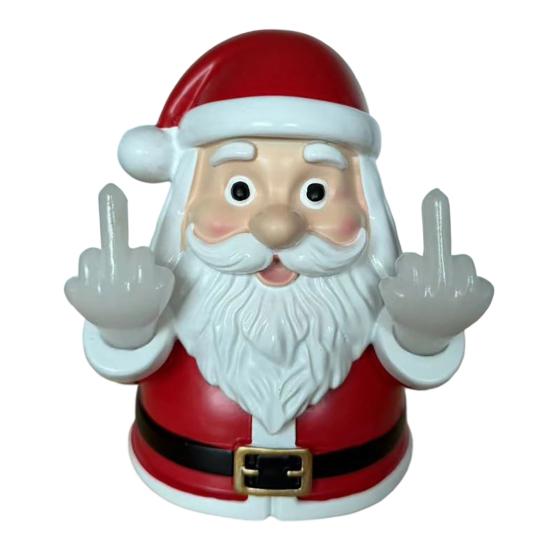 Funny Gifts for Adults Christmas Middle Finger Light, Naughty Santa Claus Reindeer Giving Lamp with LED Decorative Resin Figurine Warm Glow, Wall And