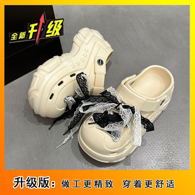 Fashion sandals strap design bag head half slippers popular thick-soled hole shoes women's outer wear ins tide 2025 new models