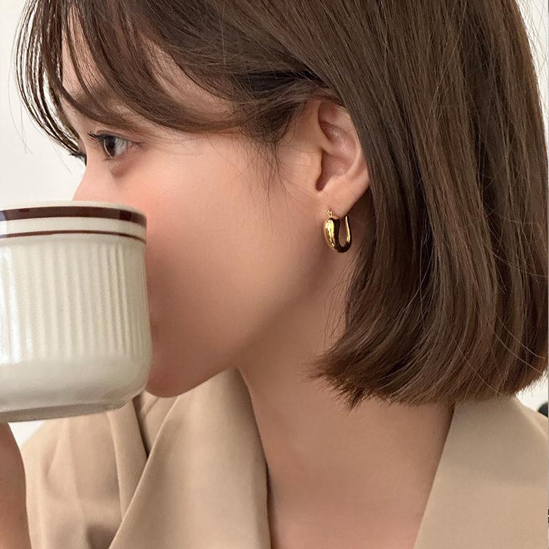 PONYKISS  Sterling Silver Needle Minimalist Water Drop Hoop Earrings for Women Trendy Fashion  Accessories