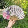 Flower Pattern Japanese Shell Folding Fan Shell Shape Chinese Style Fan Dance Fan  Home Decoration