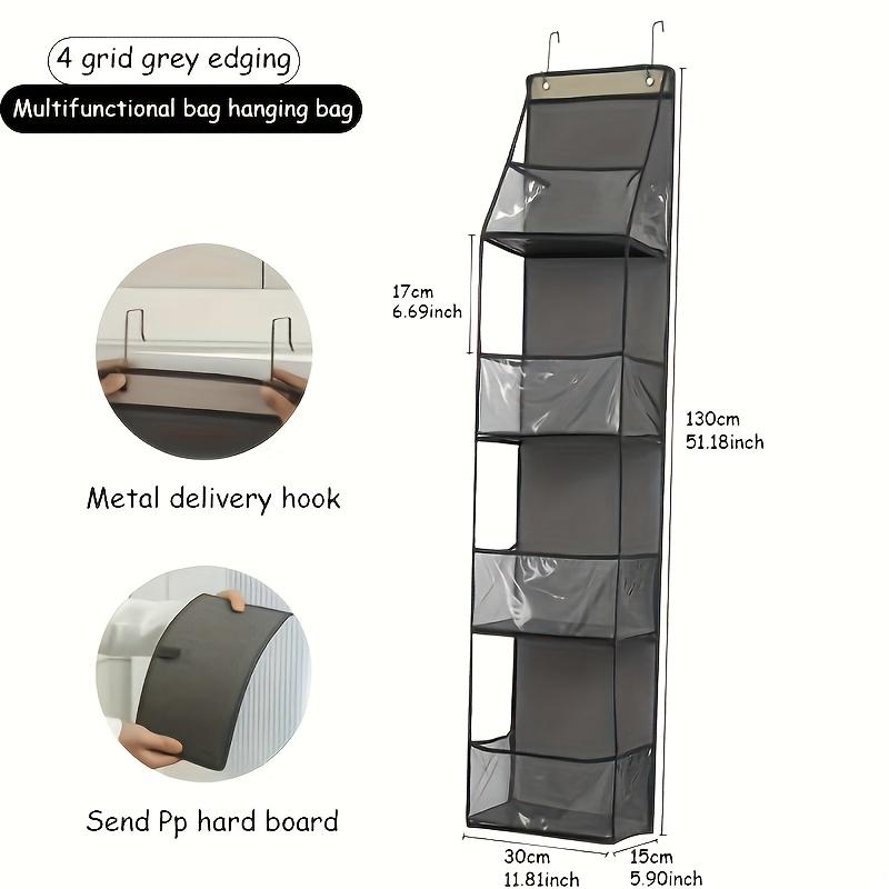 

4-Shelf Transparent Over-the-Door Hanging Organizer, Multifunctional Wall-Mounted Space Saver Bag сірий