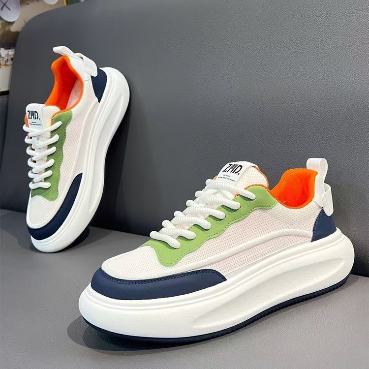 Men's shoes 2025 new mesh breathable little white shoes trendy versatile low-top shoes thick-soled heightening shoes comfortable casual shoes