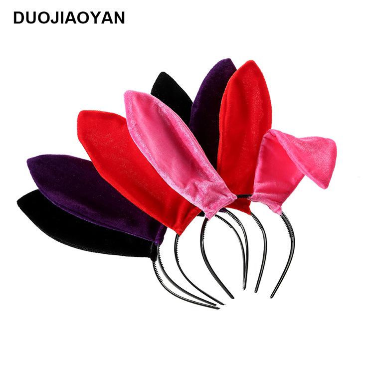 Διασυνοριακό Βελούδινο Κουνελάκι Κορίτσι Γάτα Αυτιά Κουνελιού Μαύρη Στέκα για Απόκριες & Χριστούγεννα