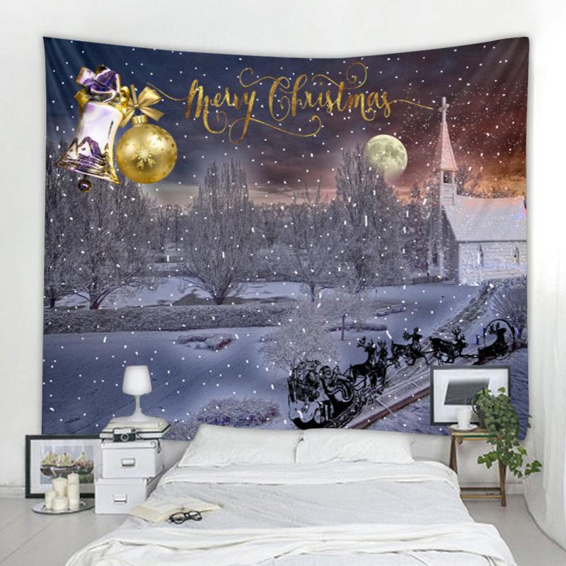 Christmas Tapestry Winter Snowman New Year Background Wall Hanging Decoration Fireplace Stockings Gifts Hanging Cloth