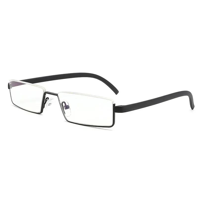 

Business Anti Blue Light Reading Glasses Fashion Half Frame Unisex Classic Square Portable Eyewear With Box +1.0 To +4.0 +4.0