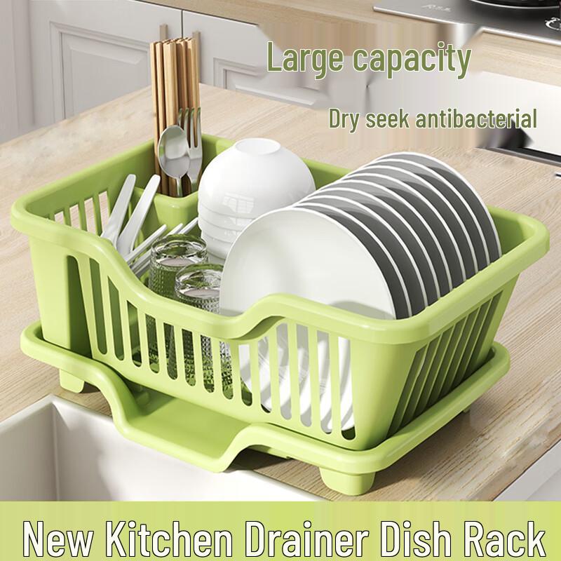Drainable Dish Drying Rack with Cutlery Holder