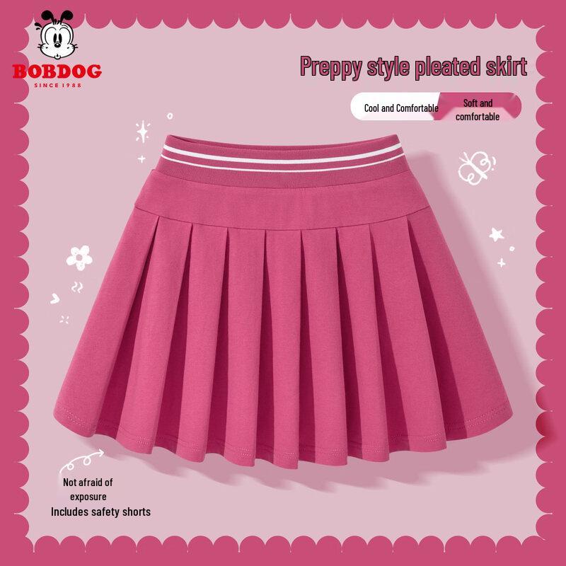BOBDOG Girls Pleated Short Skirt 150 сплошной розово-красный