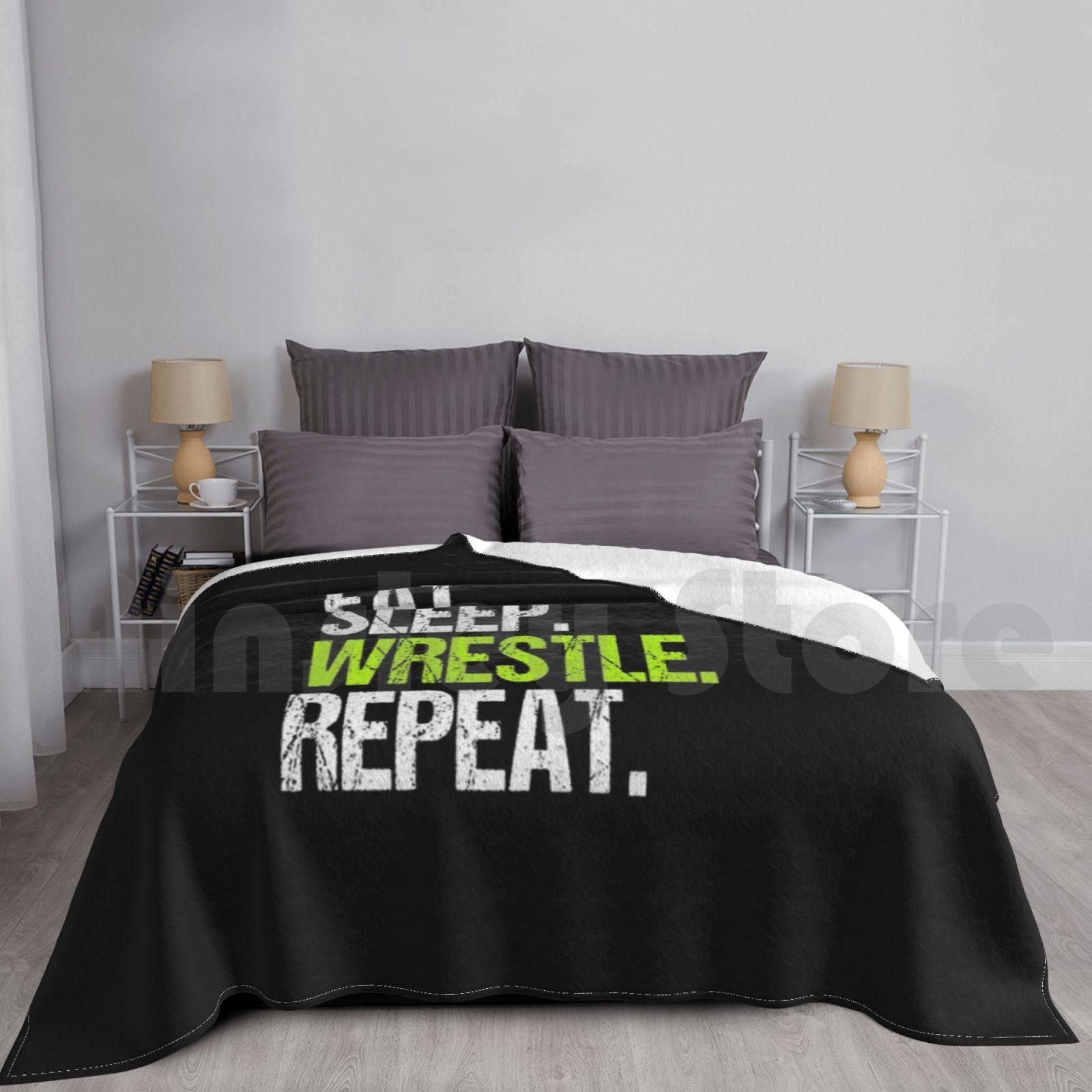 Eat Sleep Wrestle Repeat Wrestling Funny Gift Blanket For Sofa Bed Travel Funny Wrestling Shirtswrestling Gifts Size: 75*100cm, Weight: 230 GSM