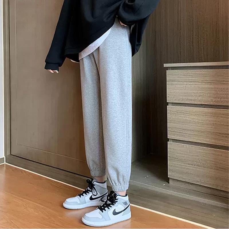 2026 Spring/Autumn Light Gray Petite Maternity Joggers with Adjustable Belly Support 3XL