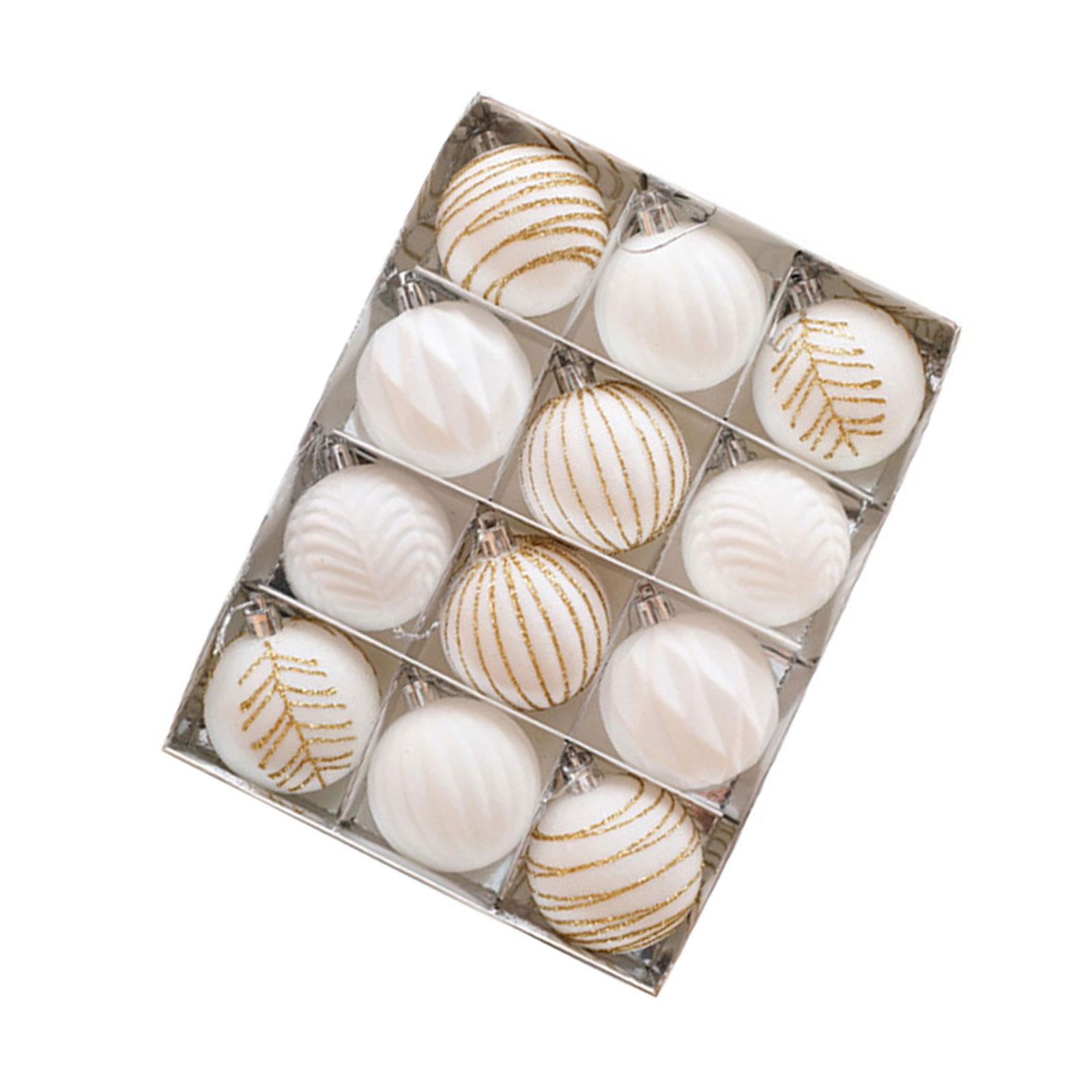 

12 шт. праздничных рождественских безделушек, набор бархатных расписных украшений для сезонного украшения елки, праздничного декора A