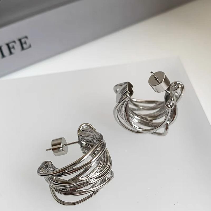 

Wire-polished Matte Small Square Stud Earrings for Women, Minimalist and Versatile, Small-sized, Elegant, Ear Jewelry. срібний