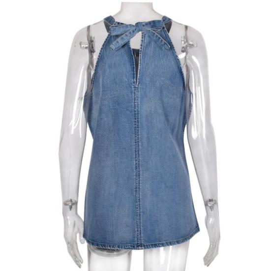 Dámské tílko Halter Denim Bez rukávů Ležérní Špagetová ramínka O Neck