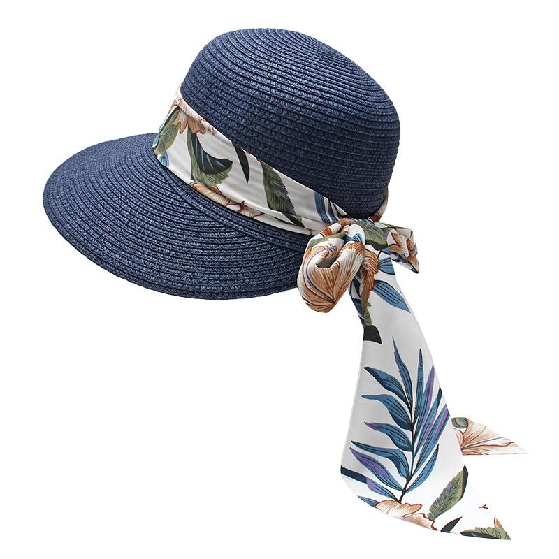 

Summer Straw Sun Hat for Women Wide Brim Foldable Beach Cap UV Protection Panama Sombrero Paja Verano M 56-58cm