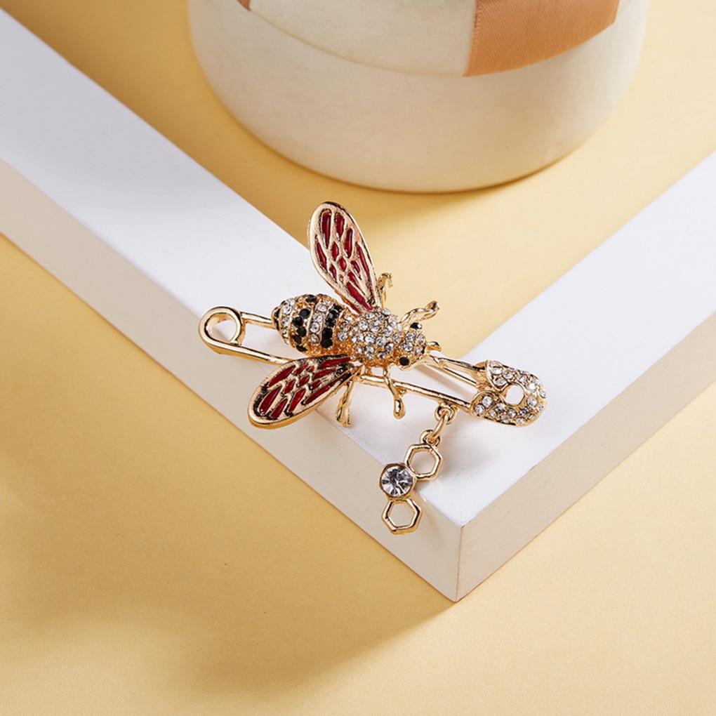 Insect Rhinestone Brooch Shining Bee Shaped Oil-dripping Badge Collar Pin Clothes Scarf Decor BC18Y0461-1