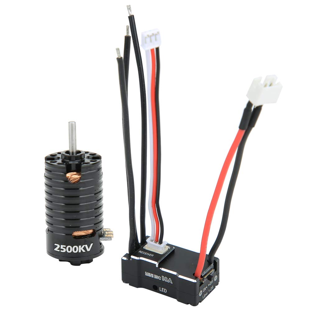 High Torque Brushless Motor 18A ESC Kit for 124, 128, 132 RC Mini-Z Cars (Black, 2500KV)