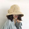 Straw Hat Women's Spring and Summer New Hand Hook Bow Rear Split Hat Solid Color Foldable Vacation Visor