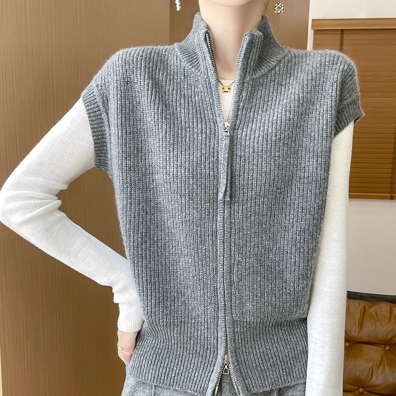 Women's Cashmere Cardigan Qinghe Cashmere 30% Cashmere 70% Wool Autumn and Winter Cashmere Cardigan Soft and Warm
