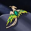 Colorful Phoenix Reborn Ashes Red Green Crystal Rhinestone Enamel Brooch Pins Party Wedding Girl Gifts