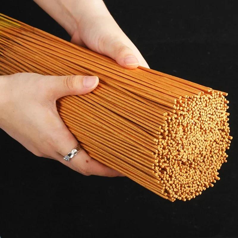 Bulk Sale Smokeless 1000pcs/lot Natural Golden Sandalwood Incense Sticks God of Wealth Roll Money Worship Bamboo Stick Incense