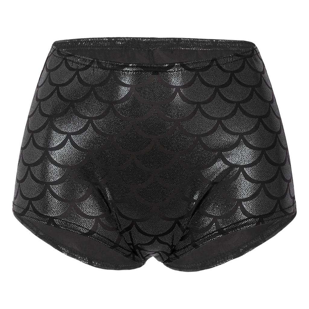 Women's Fish Scale Performance Shorts: Shiny Sequin-like Clubwear for Pole Dance, Mermaid Costume & Festive Swimwear