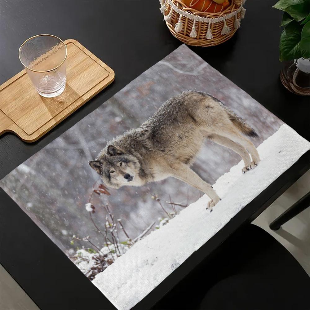 Tier-Serie Tiger Löwe Pferd Druck Leinen Esstischuntersetzer Küchen-Platzset 30x45cm Untersetzer Schalen-Tassen-Matte