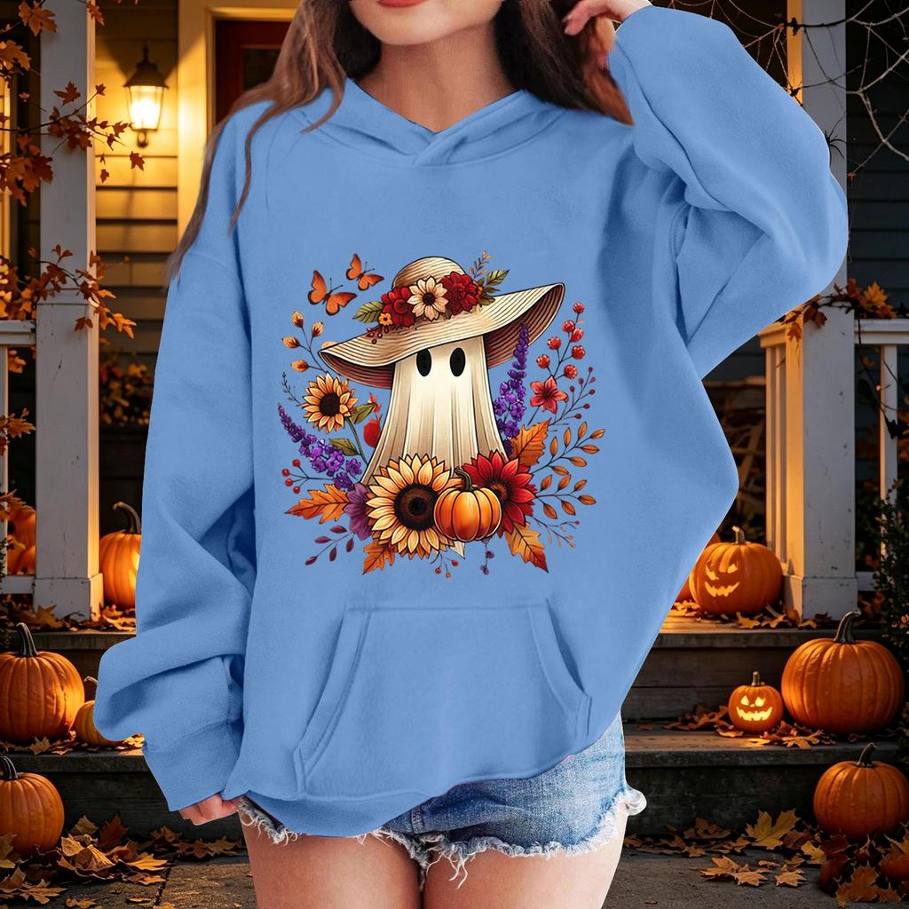 Children's Halloween Printed Pullover Hoodie, Casual Loose Fit for Daily Wear and Halloween Party