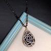 Retro Long Crystal Sweater Chain Women's Versatile Temperament Flower Pendant Necklace Fashion Ethnic Style Hanging Accessories