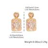 LNCHRAN Copper Cubic Zirconia Paved Rectangular Pendant Stud Earrings for Women - Elegant Golden Design