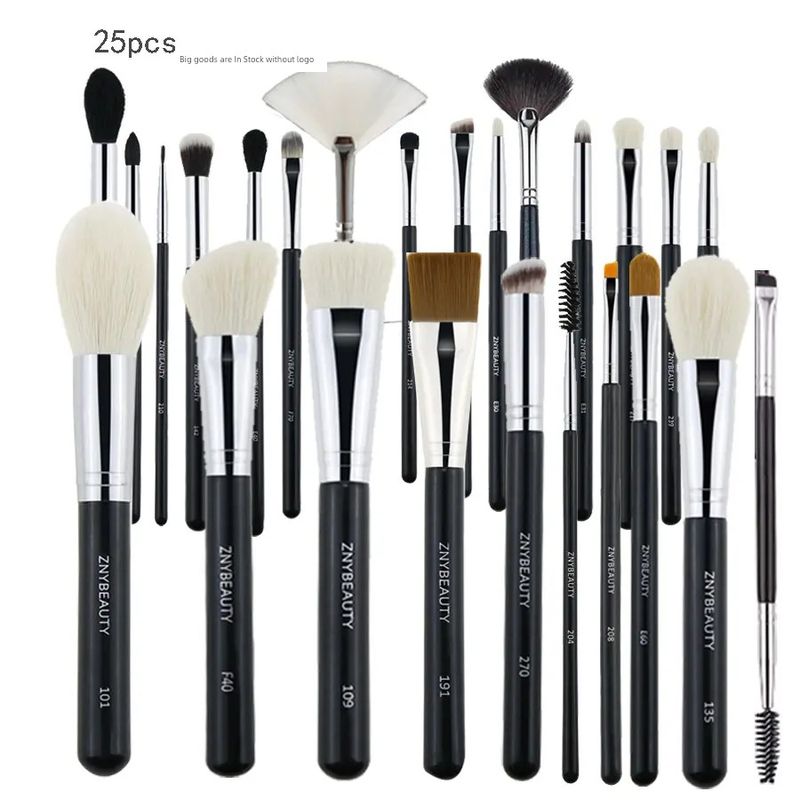 

New Arrival 30 Makeup Brushes Suit Soft Hair Eye Shadow Blush Face Powder Full Set Makeup Tool Brush Makeup Training 25 large Suit (with fan White + Black)