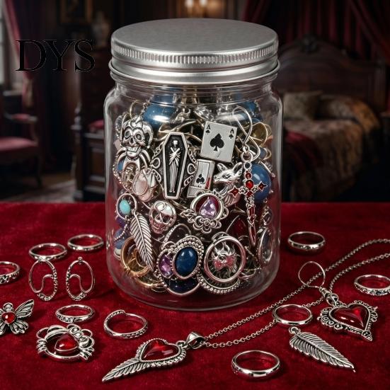 Mystery Jewelry Box 10/15/20/25/30/35Pcs Jar for Women, Mixed Necklaces Earrings Rings Bracelets Set, Lady Gift Gothic Ocean Theme Kit with