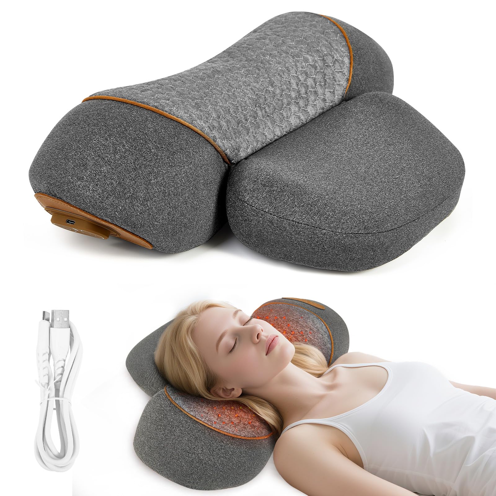 

3-in-1 Neck Massager Pillow for Shoulder Deep Tissue , with Heating and Traction Function, Hump Corrector for Women сірий