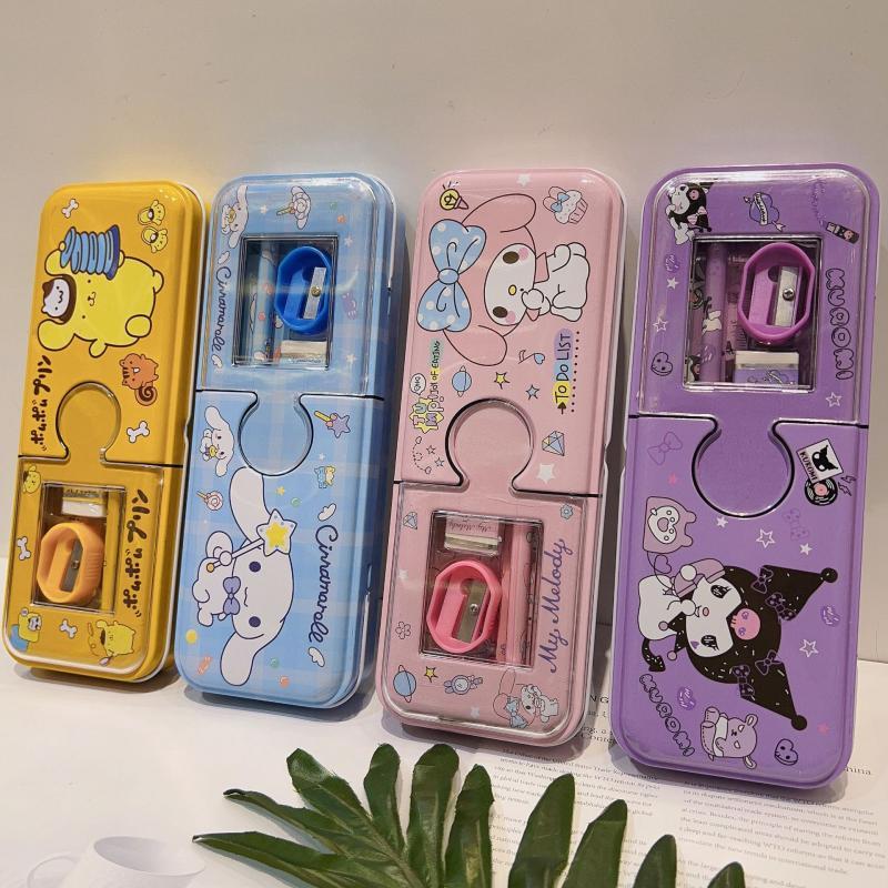 Creative Pencil Case Kit For Elementary Students Cartoon Iron Box With Complete Stationery Set