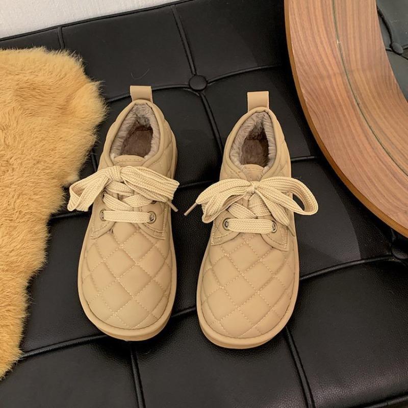 Fleece Women's Shoes New Winter Warm Flat Cotton Shoes Thickened Snow Boots Bread Shoes Doudou Shoes
