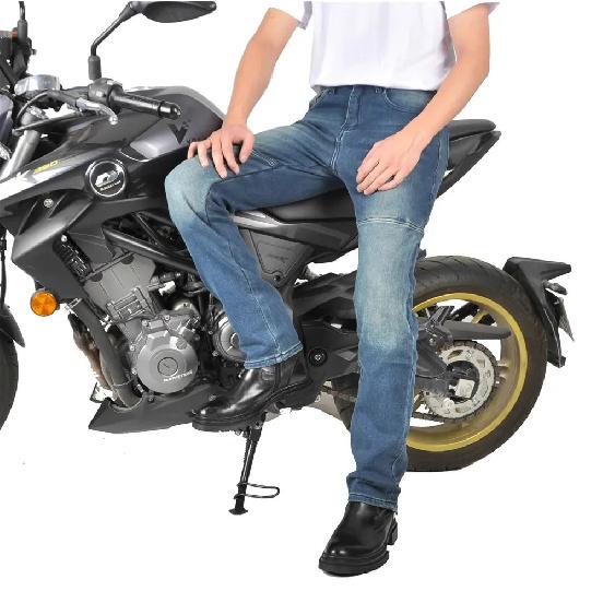 Motorrad-Fahrjeans Hose Weich elastisch Einsatz Gear Verschleißfest Feuerfest Kevlar Schutzschicht an Hüften und Knien