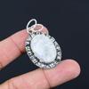 Sterling Silver Oval Rainbow Moonstone Stone Artisan Handcrafted Pendant Jewelry