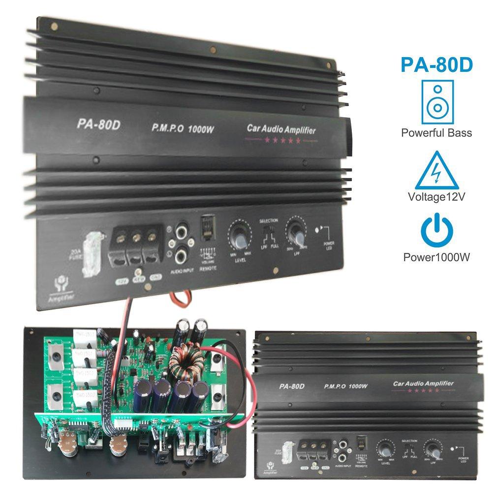 12V Universal 1000W Amplifier Board PA-80D Mono Car Audio Power Amplifiers Powerful Bass Subwoofers Sound Amplify For Car Modi