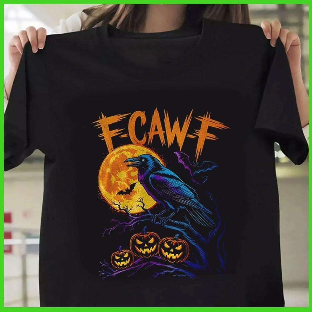 Crow Raven F-Caw-F pumpkin spooky season Halloween shirt Unisex T-Shirt S