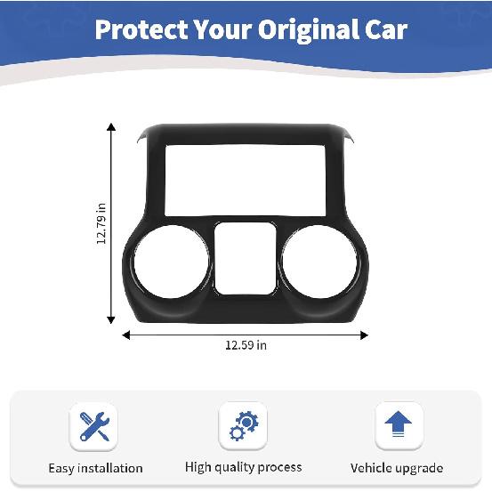 RT-TCZ for Jeep JK Black Dash Console Radio Screen/Vents Cover Trim for Jeep Wrangler JK JKU 2011-2017 ABS Interior Accessories 1pc