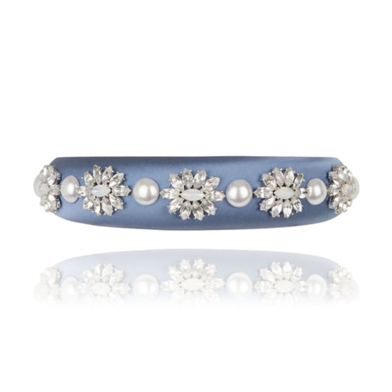 AUGUST ALICE Bold Flower Crystal Satin Headband [Blue]